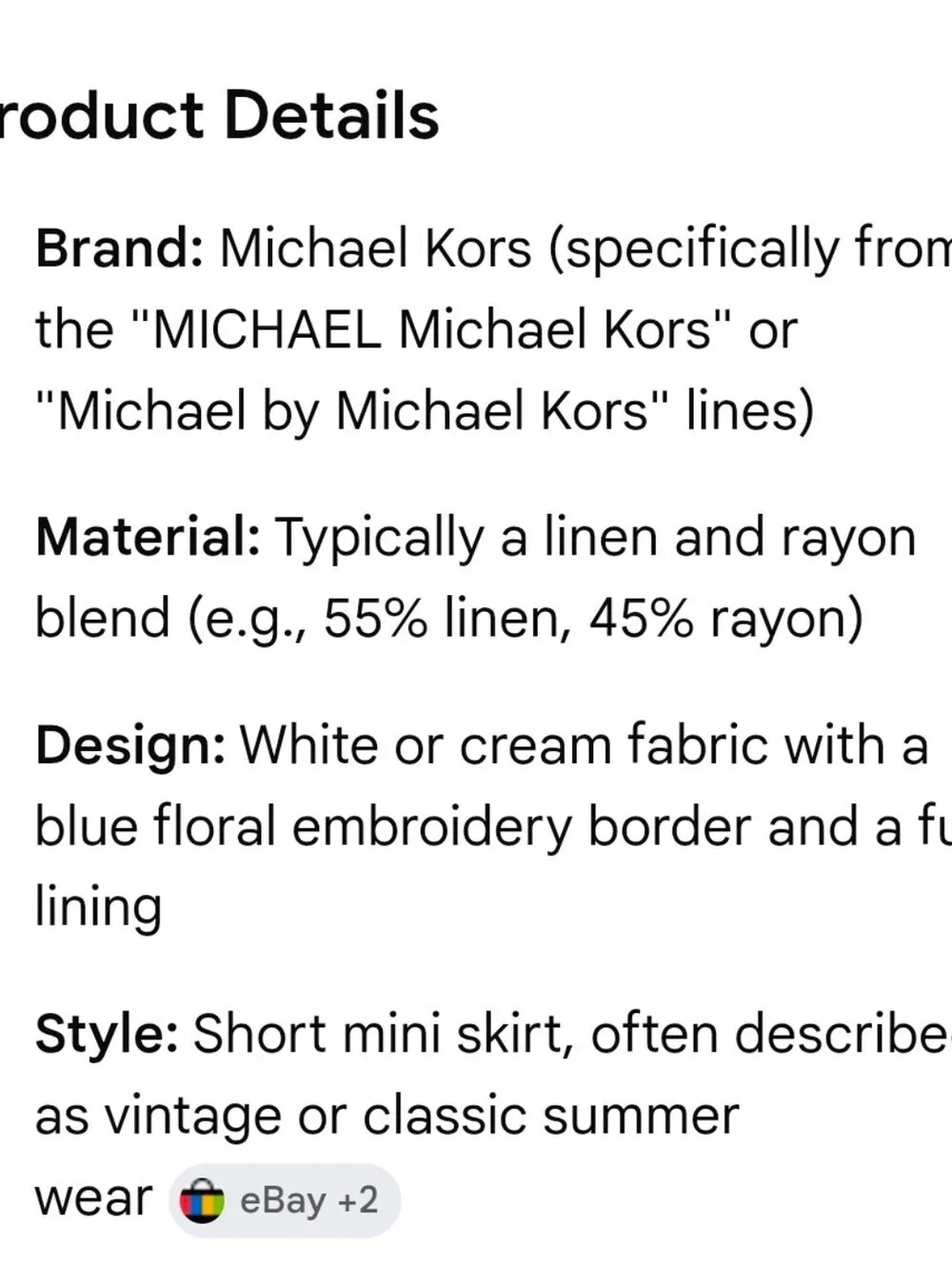 Michael Kors Linen Embroidered Skirt, SIZE 4
